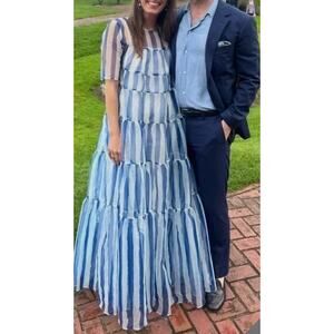 STAUD Hyacinth Organza Dress Maxi Gown Nautical Resort stripe size XS